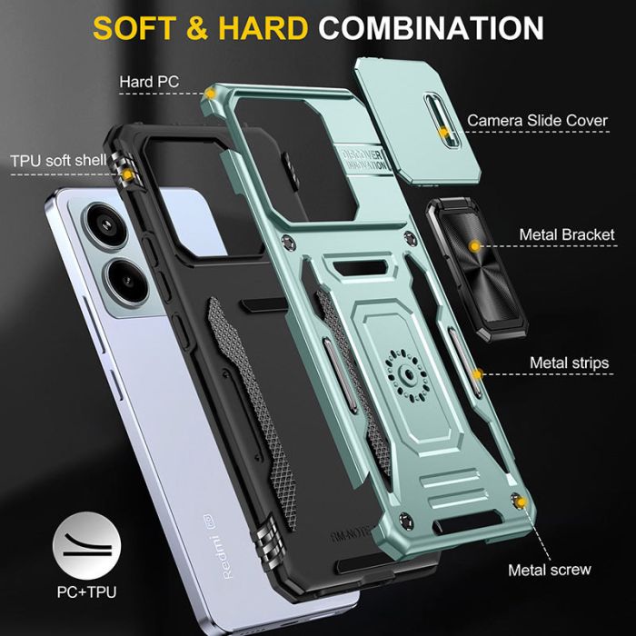 Ударостійкий чохол Camshield Army Ring для Xiaomi Redmi Note 13 Pro 4G / Poco M6 Pro 4G