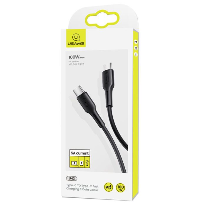 Дата кабель USAMS US-SJ459 U43 Type-C to Type-C 100W PD (1.2m)