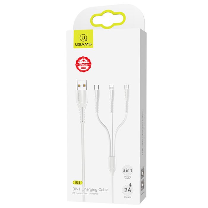 Дата кабель Usams US-SJ367 U35 3in1 USB to Combo 2A (1m)