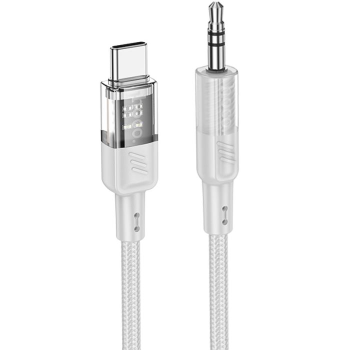 Аудіо кабель Aux Hoco UPA27 Spirit transparent (Type-C to AUX 3.5mm) (1.2m)