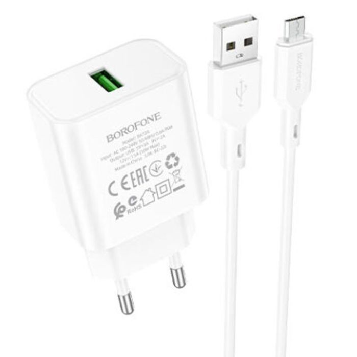 МЗП Borofone BA72A Spring QC3.0 USB to MicroUSB