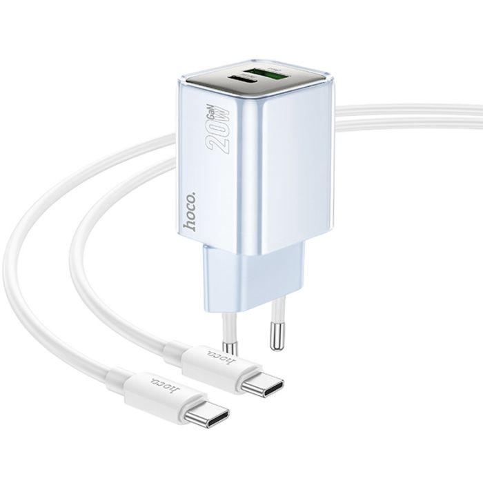 МЗП Hoco N46 Glorious PD20W+QC3.0 (1USB-A/1C) + Type-C to Type-C