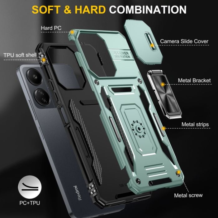 Ударостійкий чохол Camshield Army Ring для Xiaomi Redmi 13C / Poco C65