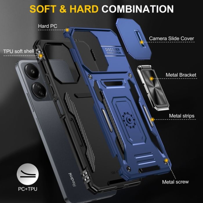 Ударостійкий чохол Camshield Army Ring для Xiaomi Redmi 13C / Poco C65