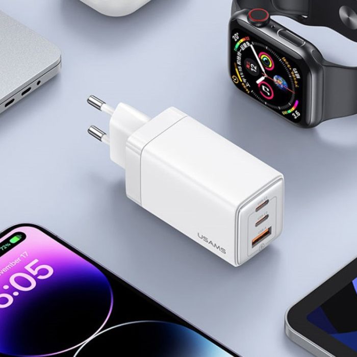 МЗП Usams US-CC180 65W ACC 3 Ports GaN Sandru series