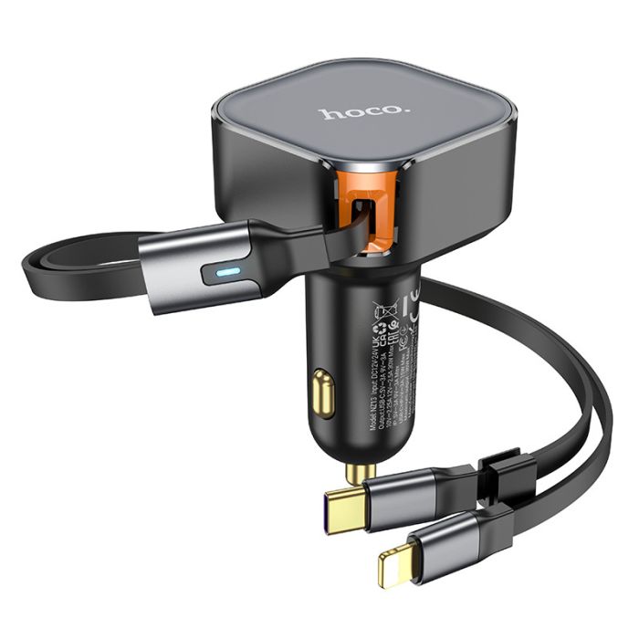 АЗП Hoco NZ13 Clever PD30W with telescopic cable Type-C to Lightning