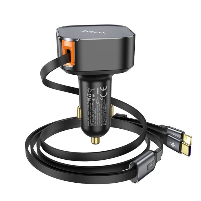 АЗП Hoco NZ13 Clever PD30W with telescopic cable Type-C to Lightning