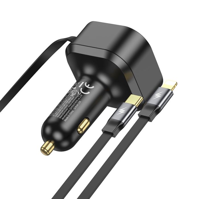АЗП Hoco NZ13 Clever PD30W with telescopic cable Type-C to Lightning