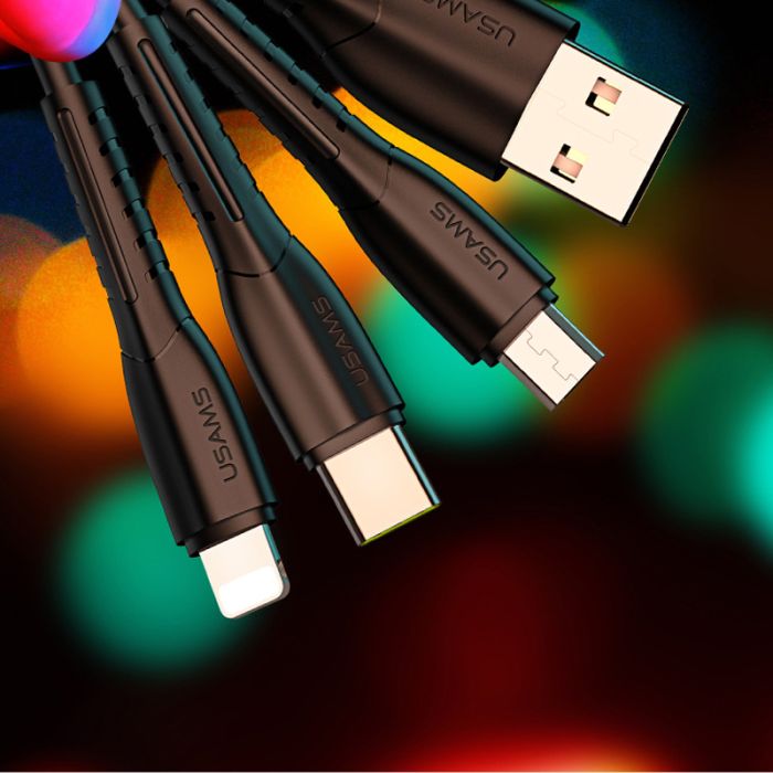 АЗП Usams C13 2.1A Dual USB + U35 3IN1 Charging Cable (1m)