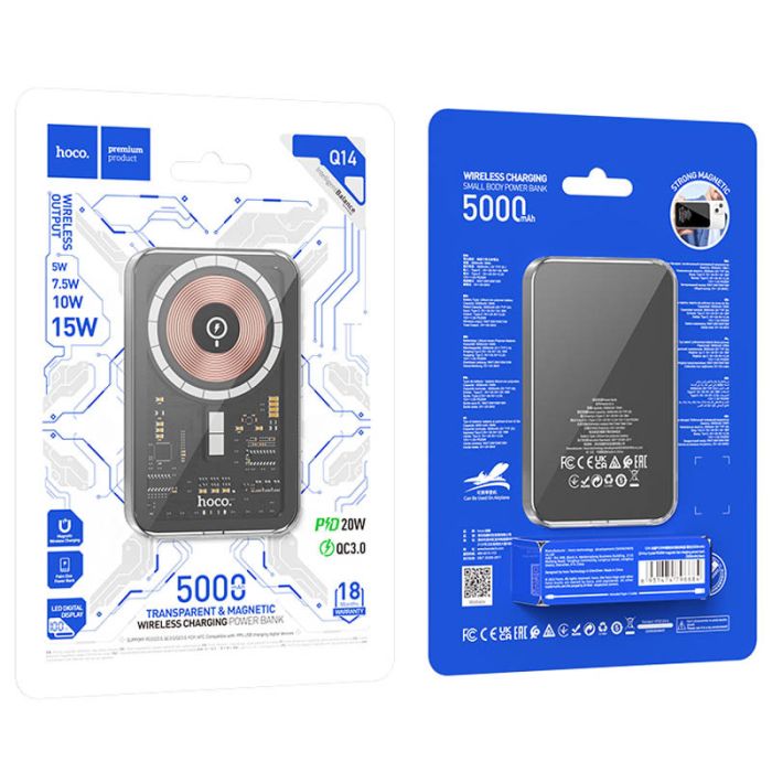 Портативний зарядний пристрій Power Bank Hoco Q14 Ice Crystal PD20W з БЗП 5000 mAh