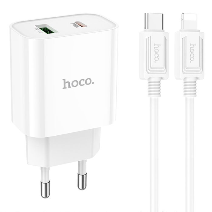 МЗП HOCO C80A Plus Rapido PD20W+QC3.0 (1Type-C/1USB) + Type-C to Lightning