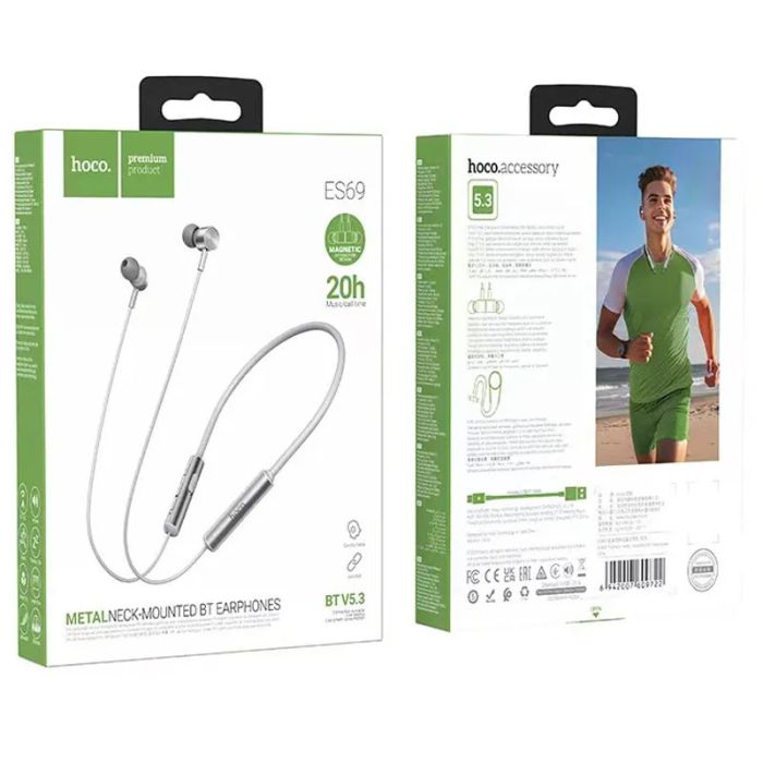 Bluetooth Навушники Hoco ES69 Platium neck-mounted