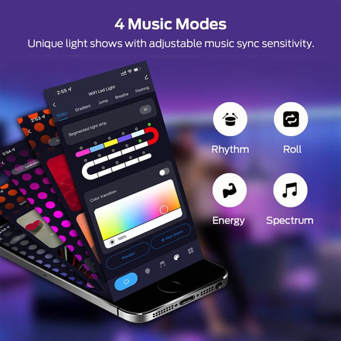 Настінна лента RGB LED LD04 Bluetooth USB with app 5V (3m)