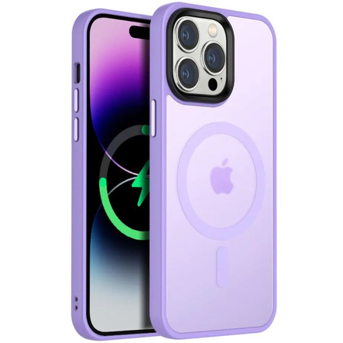 TPU+PC чохол Metal Buttons with MagSafe Colorful для Apple iPhone 14 Pro (6.1")