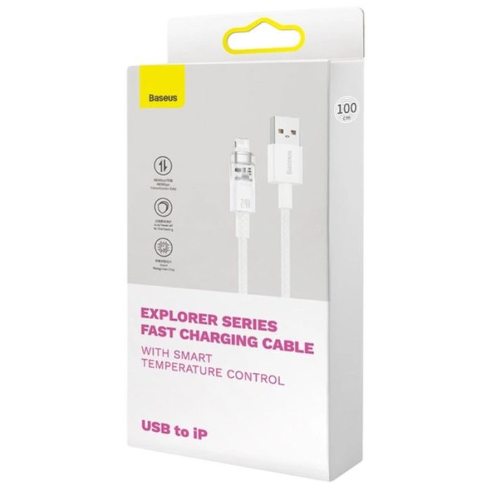 Дата кабель Baseus Explorer USB to Lightning 2.4A with Smart Temperature Control (1m) (CATS01000)