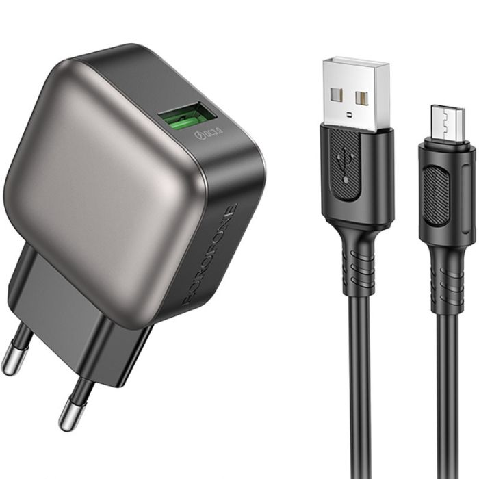 МЗП Borofone BAS52A Absolute QC3.0 (1USB-A) + кабель USB to MicroUSB