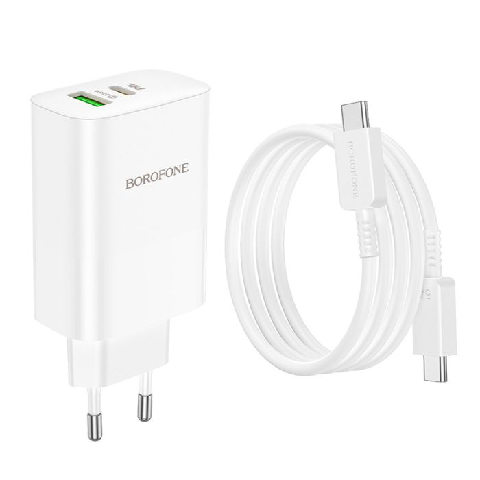 МЗП Borofone BN10 Sunlight PD65W (1USB-A/1C) + кабель Type-C to Type-C